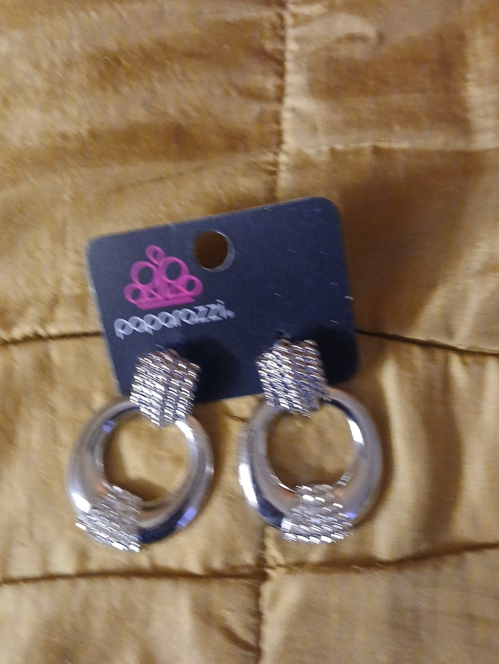 Paparazzi Silver Crystal Hoop Drop Earrings